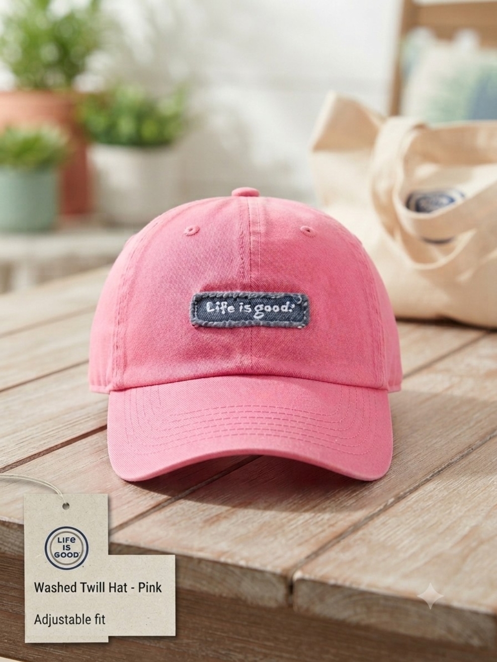 Life is Good Womans Washed Twill Hat - Pink